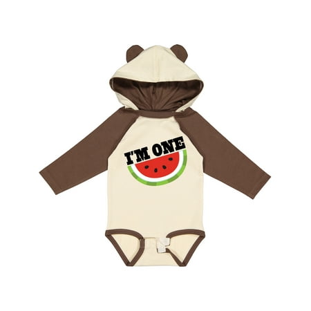

Inktastic I m One 1st Birthday Watermelon Gift Baby Boy or Baby Girl Long Sleeve Bodysuit