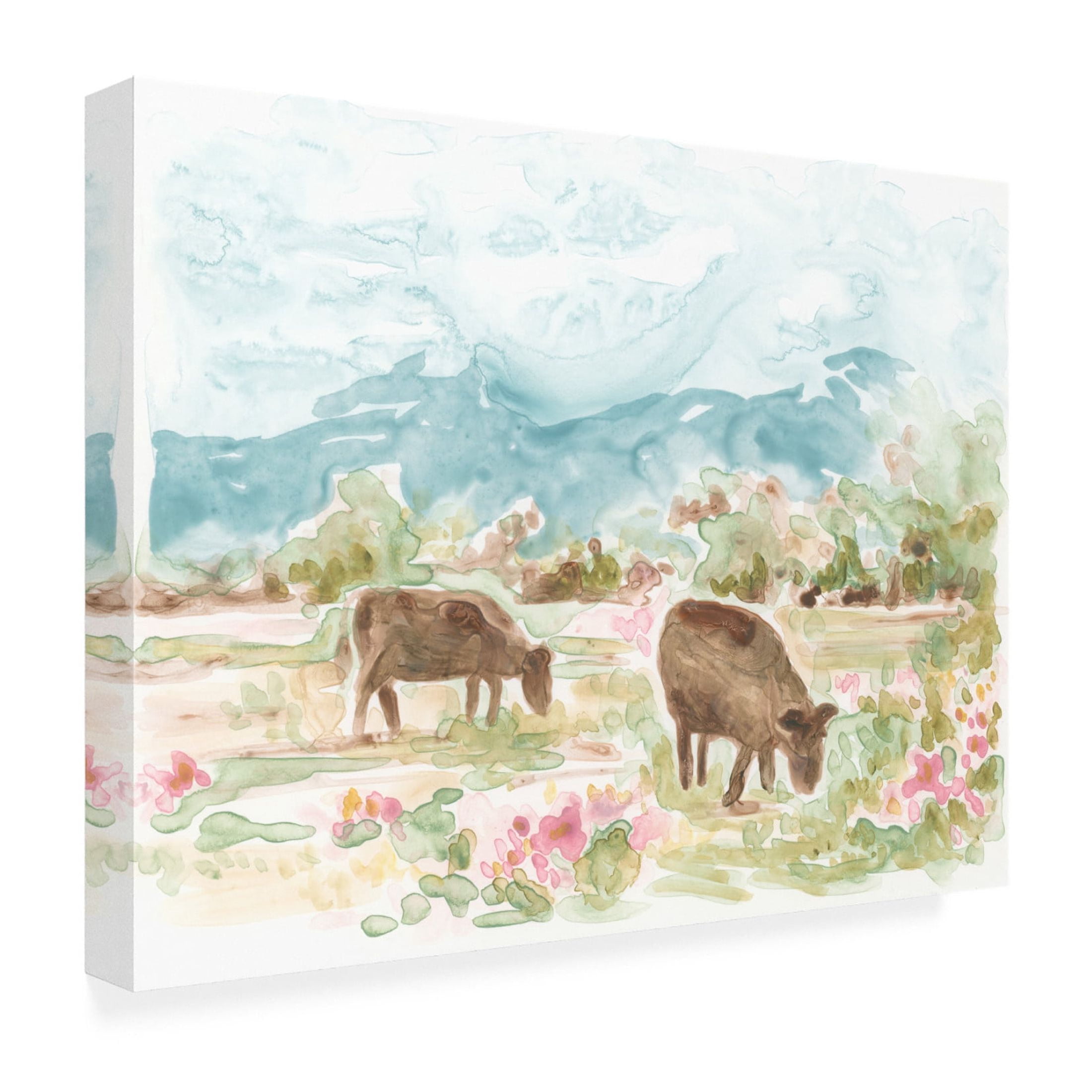 Trademark Fine Art June Erica Vess  Cow Meadow III Canvas Wall Art