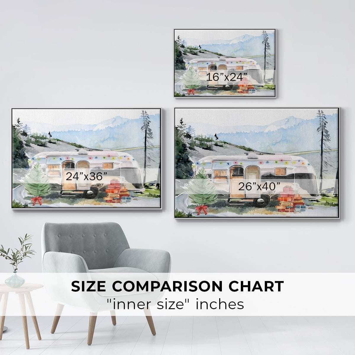 Holiday Vacation I - Framed Gallery Wrapped Holiday Canvas - 27 x 41 - White Frame