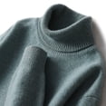 thumbnail image 3 of Suéter de lana pura, jersey de cuello alto para hombre, suéter grueso, suéter de cachemira de punto suelto de otoño e invierno, 3 of 5