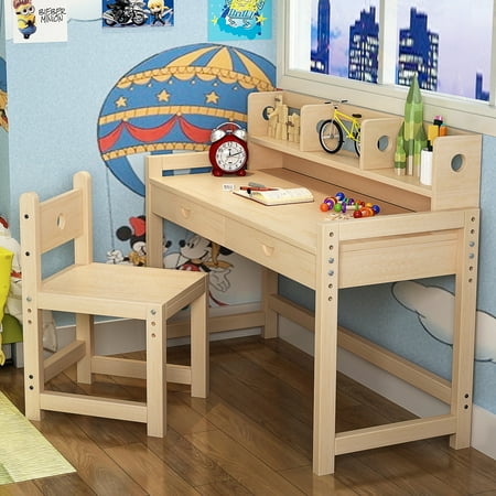 Tribesigns Unfinished Kids Study Desk And Chair Set With Hutch Tribesigns Unfinished Kids Study Desk And Chair Set With Hutch Height Adjule Solid Wood Writing