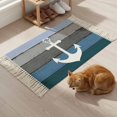 thumbnail image 5 of Area Rug with Tassels 2' x 3', Nautical Anchor Ocean Theme Kitchen Runner Rug for Hallway Bedroom Throw Rugs, Farm Blue Wood Board Soft Door Mat for Bathroom Entrance Living Room, 5 of 9