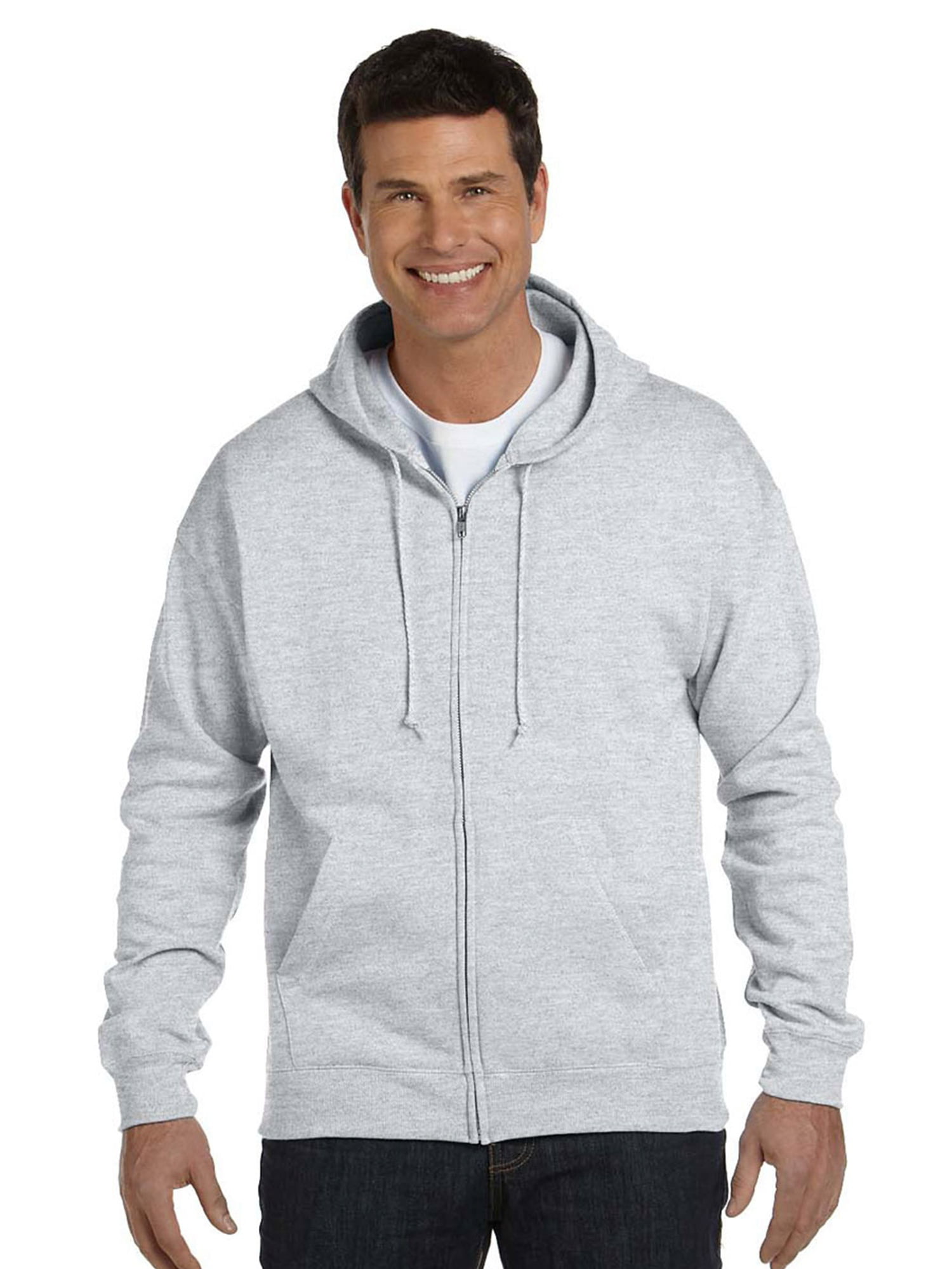 Hanes Men's EcoSmart Full Zip Hooded Sweatshirt - Walmart.com