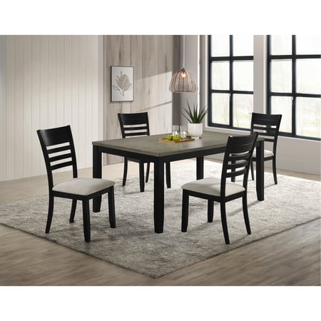 Contemporary 5-Piece Rectangular Dining Set | Ideal for Family Meals and Entertaining Guests in Dining Room | Solid Wood Construction with Two-Tone Finish | Comfortable Seating for 4