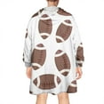 thumbnail image 2 of Brown Footballs Pattern Wearable Oversized Blanket,Wearable Blanket Hoodie for Adults,Cozy Hooded Blankets with Super Pockets,Super Warm Fuzzy Pullover for Women & Men, 2 of 6