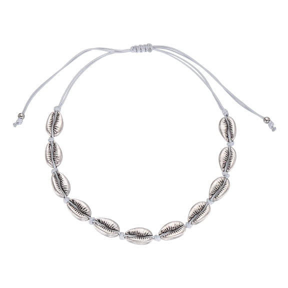 Uxcell Shell Chokers Necklace, Handmade Adjustable Conch Sea Puka Shell Chokers Necklace Boho Summer Beach Jewelry Gifts for Women Men, Silver