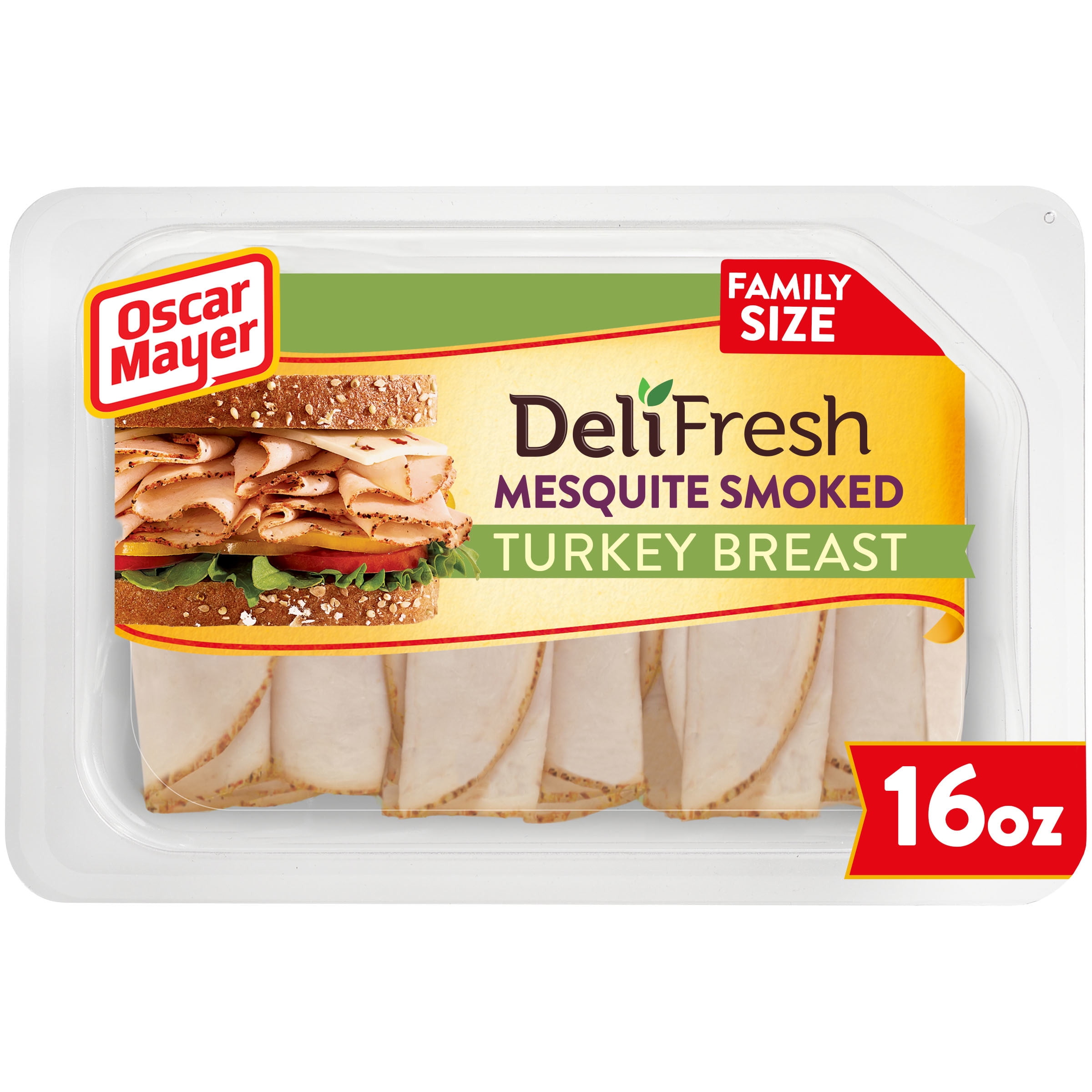 Oscar Mayer Deli Fresh Mesquite Smoked Turkey Breast Sliced Lunch Meat Family Size, 16 oz Tray
