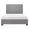thumbnail image 2 of Neon Queen Platform Bed- Faux Leather Upholstered Headboard- Gray Wood, 2 of 6