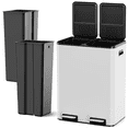 thumbnail image 2 of Pirecart 2 x 8 Gallon Dual Trash Can for Kitchen, Rectangular Stainless Steel Recycling Garbage Can with Lids & 2 Built-in Odor Control Box, 2 of 11