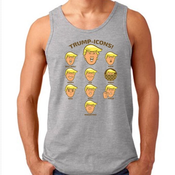 President Donald Trump Icons Emoji Men's Tank Top Color Sport Gray 3X-Large