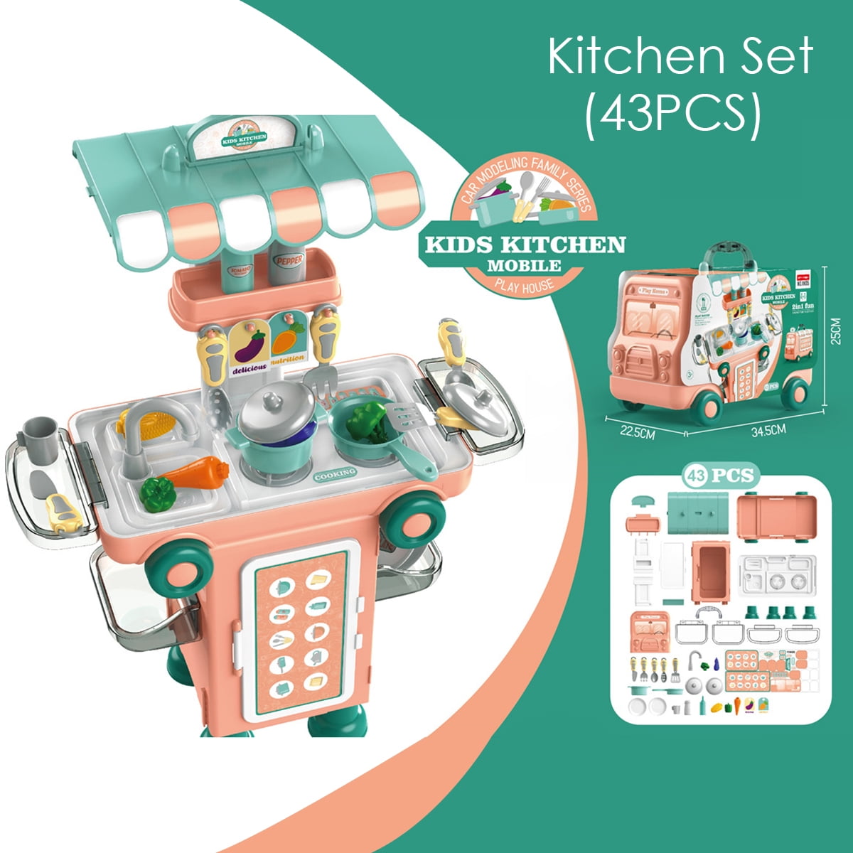 40/43PCS Tool/Kitchen Playset Pretend Play Toy Cooking Set Trolley