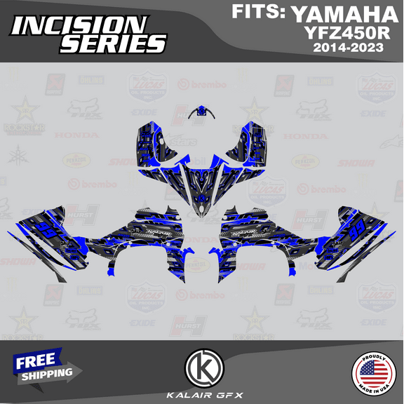 Kalair GFX Graphics Kit for Yamaha ATV YFZ 450R (2014-2023) Incision Series