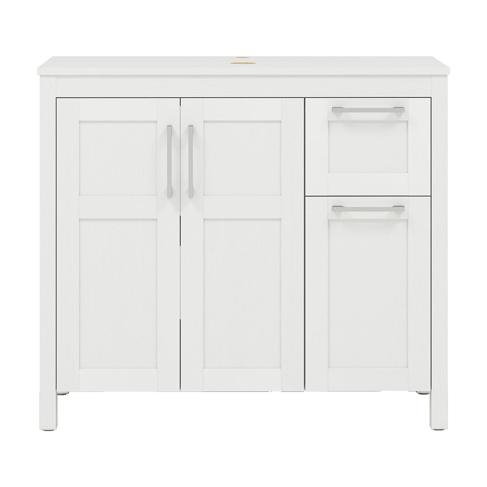 ELECWISH 36 Inches Traditional Bathroom Vanity in White Finish, Single Bathroom Vanity with Top, 2-Door Cabinet and 2 drawers