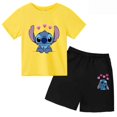 thumbnail image 3 of Conjunto de 2 camisetas y pantalones cortos de Disney Stitch para niños de 1 a 14 años, ropa informal de verano de manga corta con estampado de anime para niños, 3 of 5
