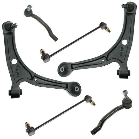 TRQ 6 pc Steering & Suspension Kit Control Arms Tie Rods Sway Bar End Links New PSA60048
