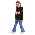 thumbnail image 6 of Eltusu Girls Cotton Outfit Sets, Graphic Long Sleeve Fare Leg Hoodies&Jeans Sets Black Size 5-6 T, 6 of 7
