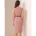 thumbnail image 3 of DARING DIVA Women's Belted Sheath Round Neck Sleeveless Dresses S Pink, 3 of 6