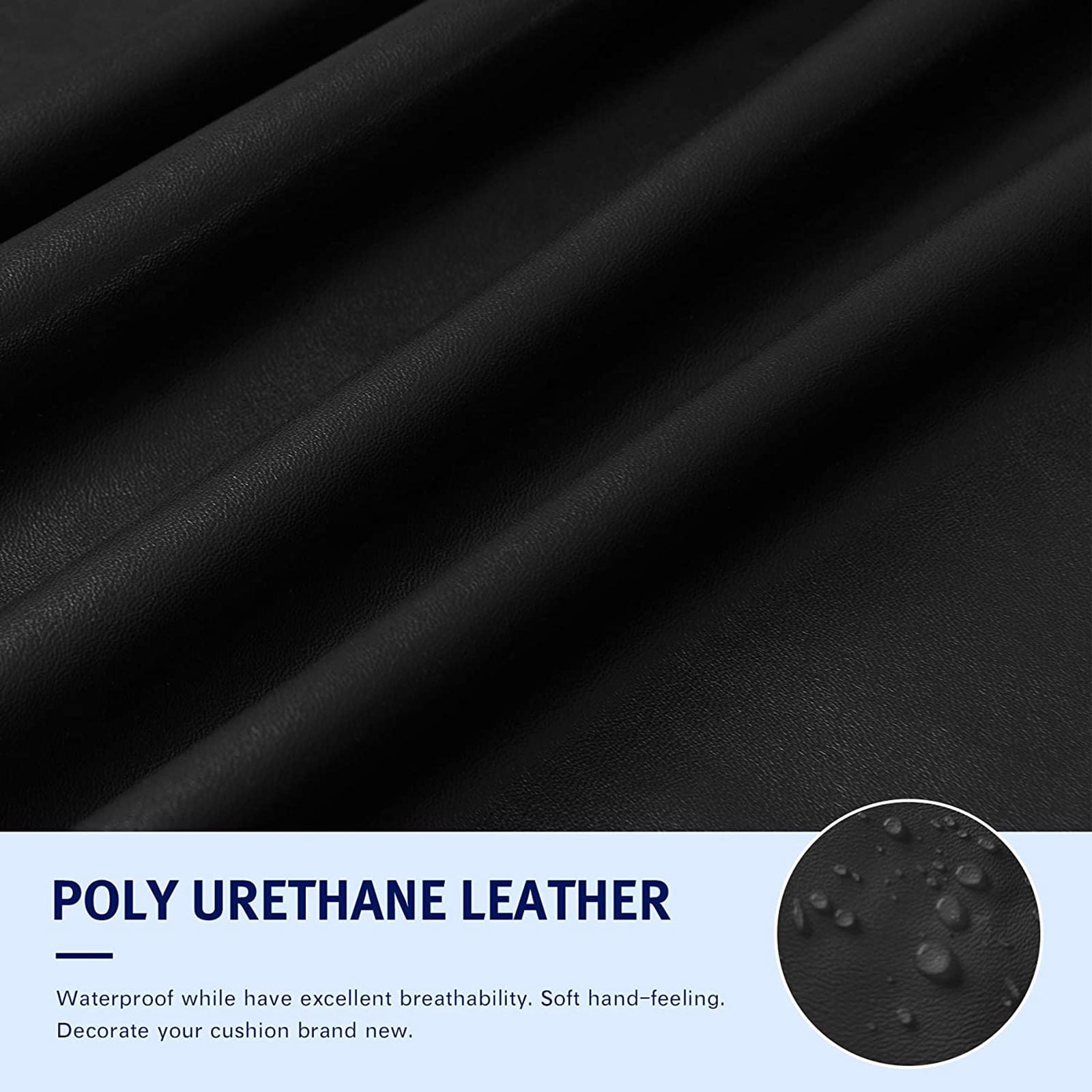 Water Resistant Cushion Cover, Leather Couch Cushion Cover Soft Furniture Protector Easy to Clean and Durable Cushion Cover for Restaurant-black-3-Seat