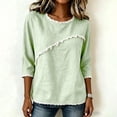 thumbnail image 6 of Jinhomg Ladies 3/4 Sleeve Blouses Cotton Blend Tops with Frayed Edge Lightweight Business Casual Summer Outfits for Women 2026 Mint Green,XXXL, 6 of 9