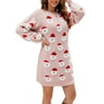 thumbnail image 1 of xiaxaixu Robe Chandail de Noël pour Femme, Imprimé du Père Noël, Col Rond, Manches Longues, Robe Chandail, Automne Hiver, Tunique Décontractée, 1 of 9