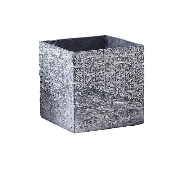 Maceta cuadrada de 9,8 pulgadas con diseño a cuadros y orificios de drenaje for interior y exterior.