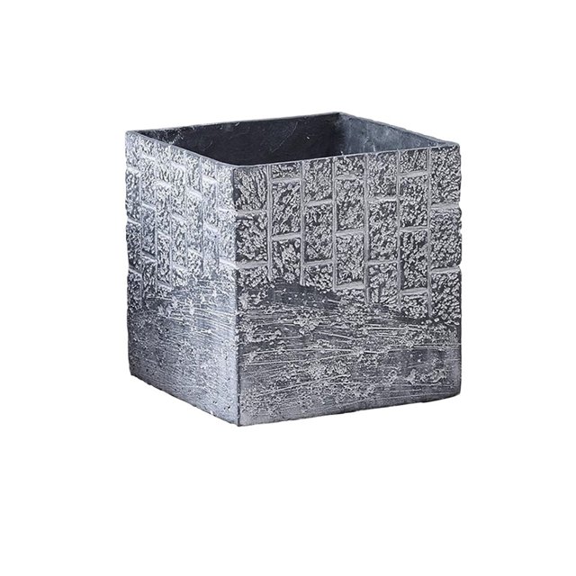 Maceta cuadrada de 9,8 pulgadas con diseño a cuadros y orificios de drenaje for interior y exterior.