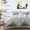 thumbnail image 3 of Merry Christmas Bedding Duvet Cover Set Twin Size 4 Pieces Green Plaid Xmas Tree Winter Snowflakes Grey Bedding Set with Zipper Closure, 1 Comforter Cover 68x86 Inches 1 Flat Sheet & 2 Pillow Cases, 3 of 7
