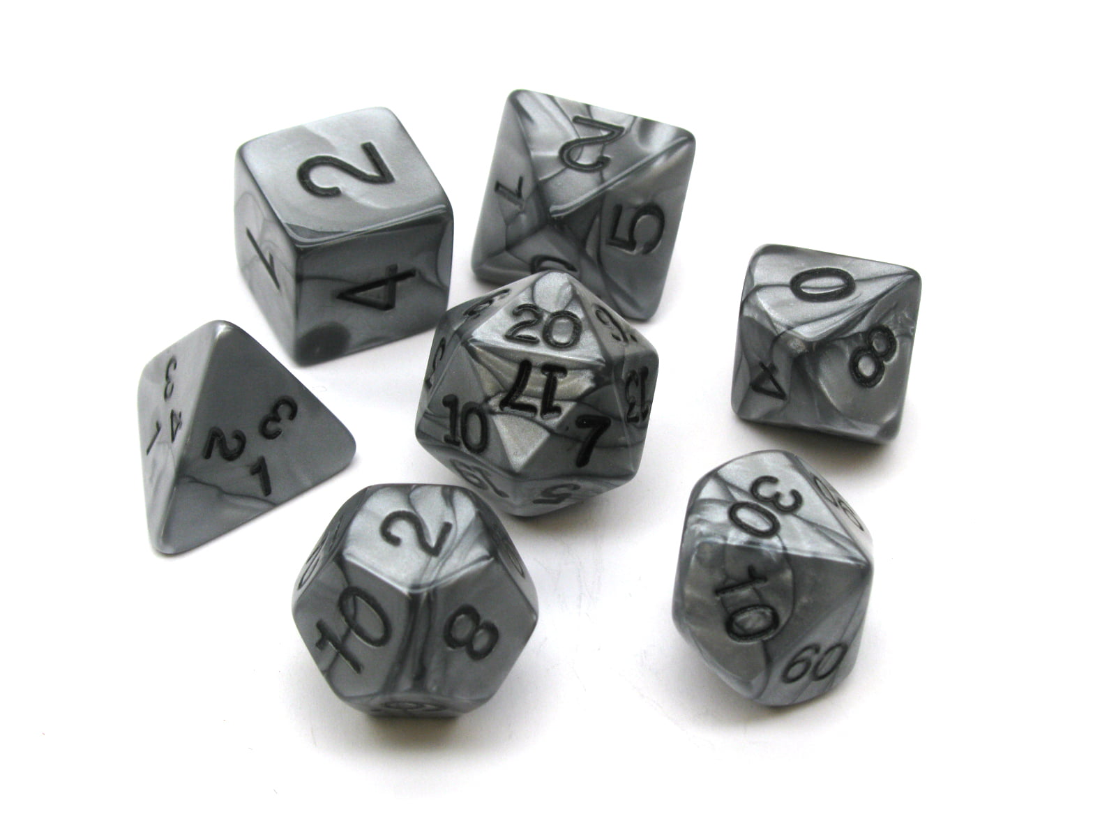 Gaming Dice Aluminum Polyhedral 7-Die Set Black