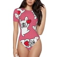 thumbnail image 2 of Picia French Bulldog Womens One Piece Swimsuits Modest Tummy Control Bathing Suits Lace Up Slimming Swim Suit-X-Large, 2 of 9