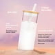 thumbnail image 3 of Tronco Vaso de vidrio de 20 oz Botella de agua de vidrio Pajita Funda protectora de silicona Tapa de bambú - Sin BPA - Ámbar, 3 of 5