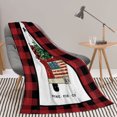 thumbnail image 4 of Christmas Flannel Blanket Warm Bedding Blankets Red Truck Black Buffalo Check Lightweight Blankets for Couch Bed Sofa, Suitable for All Season, 4 of 7