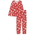 thumbnail image 4 of FKELYI Christmas Ho Ho Women Pjs 2 PCS Elastic Xmas Snowflake Nightwear for Women Sleepwear Soft Long Sleeve Sleepwear Pajamas Set Size 5XL, 4 of 5