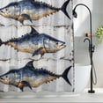 thumbnail image 2 of Watercolor Blue Yellow Fish Fabric Shower Curtain Wood Grain Washable Shower Curtains for Bathroom, Waterproof Bath Curtain with Hooks Home Decor 36x72in, 2 of 8