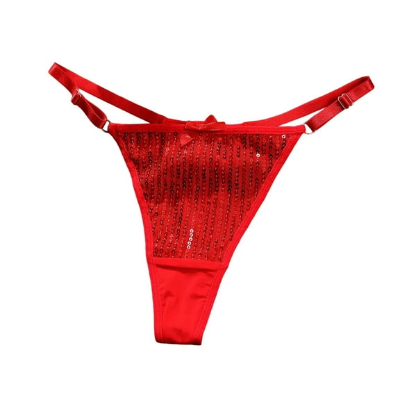 Xijirk Panties for Women,Glitter Thong Panties High Waist Adjustable Lingerie Comfortable Underwear for Casual Wear,Womens Underwear,Red,S