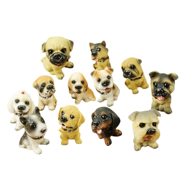12 piezas variadas de perro para niños, de juguetes de , de colección de de hadas en miniatura para decoración de BLESIY 12 piezas de figuritas de cachorros