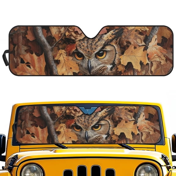 POLERO Car Front Window Sun Shield Forest Owl Universal Auto Sun ​Shade Windshield Rays Sunshade Visor Protector for Car Off-road Vehicle Truck SUV Accessories 52.95" L x 16.14" W