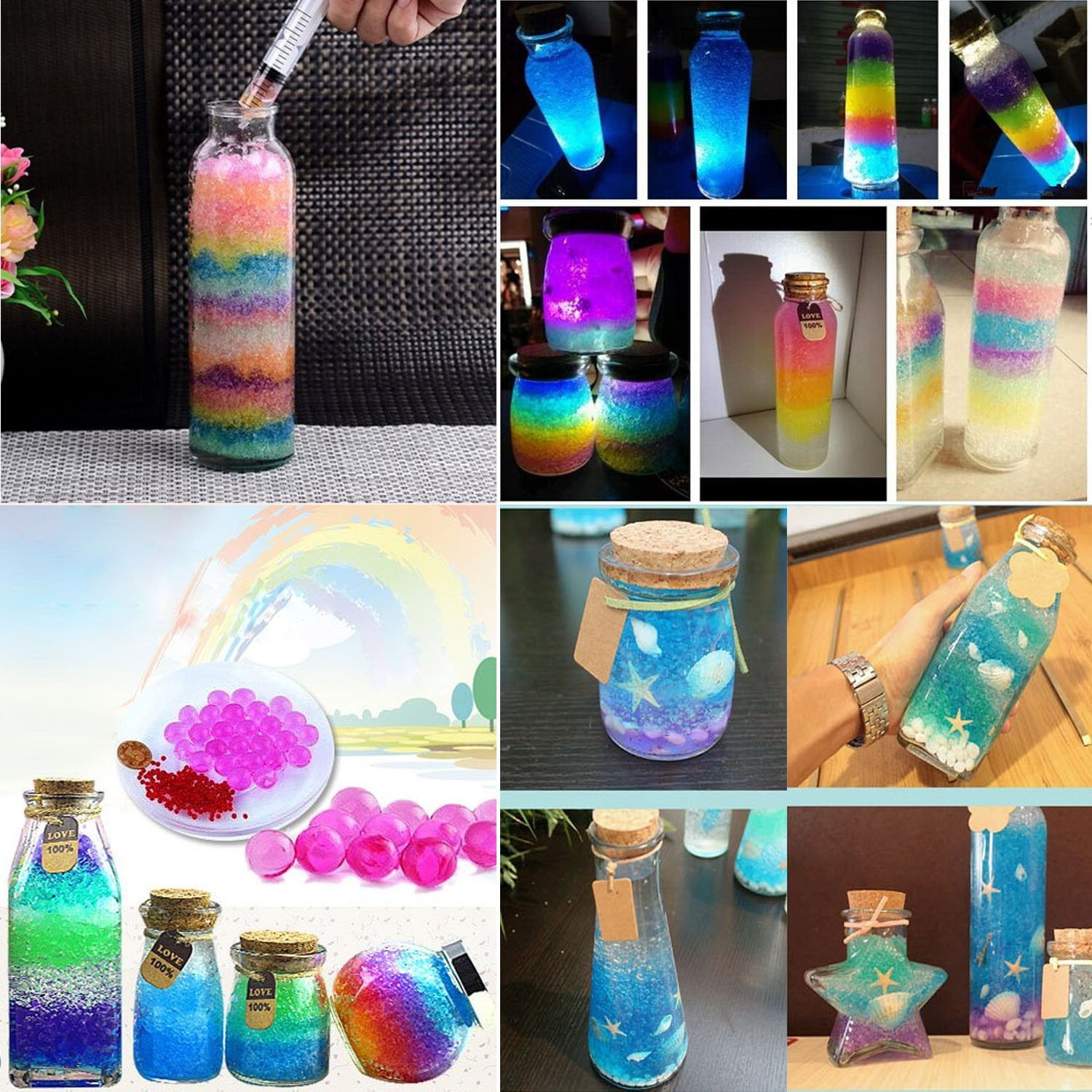 Elongdi Water Beads Pack Rainbow Mix 50,000 Beads Growing Balls Jelly Water Gel 