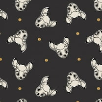 Camelot Fabrics Disney Fabric Cute and Wild Bambi with Metallic Gold Dots in Black 100% Cotton Fabric sold by the yard