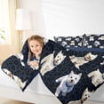 thumbnail image 3 of Homewish Cute Dog Twin Comforter Sets,Navy Black Leopard Print Bedding Set,Navy Blue Reversible,2pcs,1 Comforter and 1 Pillowcase, 3 of 7