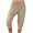 Khaki, variant on Women's Soild Color Harem Cropped Pants with Pleated Waist, Loose Fit Yoga Lounge Pants, Soft Cropped Joggers for Fitness, Workout, and Casual Wear Black L