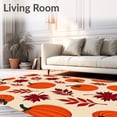 thumbnail image 2 of ODIKA 3'x5' Machine Washable Non-Slip Area Rug, Autumn Harvest Pumpkin Decorative Accent High Traffic Rug with Pad, Orange, 602483, 2 of 8