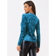 thumbnail image 3 of Camiseta casual de manga larga con cuello redondo y parte superior de terciopelo para mujer Azul XL, 3 of 6
