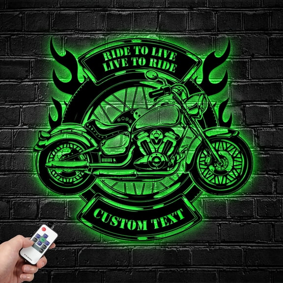 Handmadetneonsign Custom Motorbike Metal Wall Art LED Light - Personalized Motorsport Name Sign Home