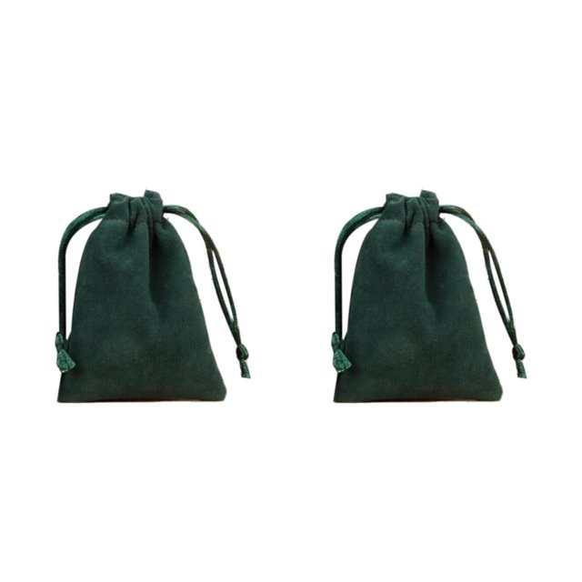 Minnieouse Bolsa de joyería Bolsas de cordón Pendientes Embalaje Artesanías Almacenamiento Boda Fiesta Regalos Bolsas Verde oscuro-17 * Verde oscuro-17*23 2piezas