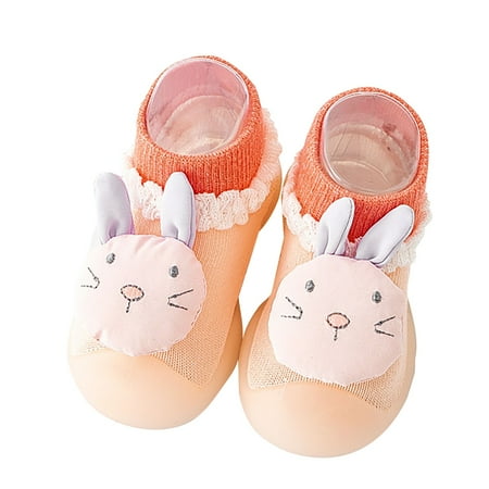 

Povozer Baby Booties Sock Shoes Hand Knitted Boy and Girl Cozy Shoes(Orange 26)