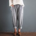 thumbnail image 4 of Pantalones Casuales Gibobby para Mujer Haren de Algodón Cintura Alta Lino Rayas Negro XXXL, 4 of 5