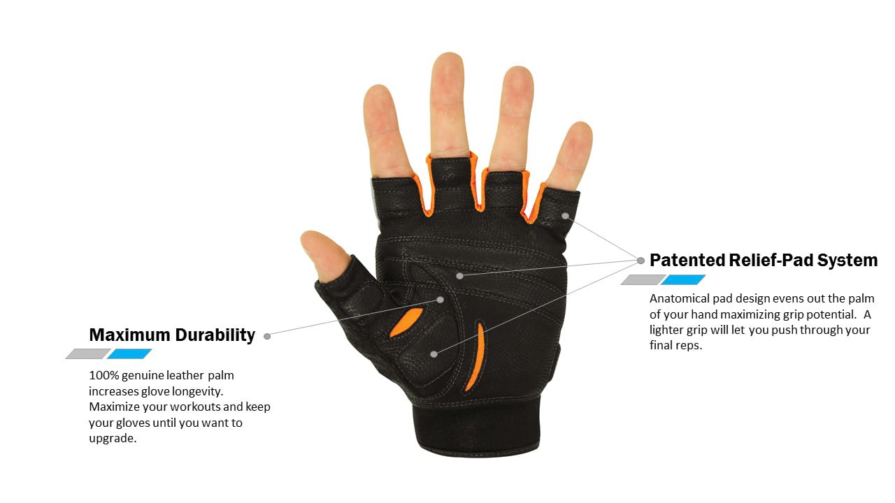 Bionic Womens Half Finger Cross Training Fitness Gloves /Leather Palms & Padding 