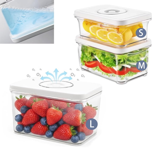 3 pcs Vacuum Food Storage Canister Set,Stackable,BPA-Free,Durable Food Containers for Vacuum Sealer Machine,Extend Freshness 3-5X,for Fridge Organizers & Storage,Freezer Safe