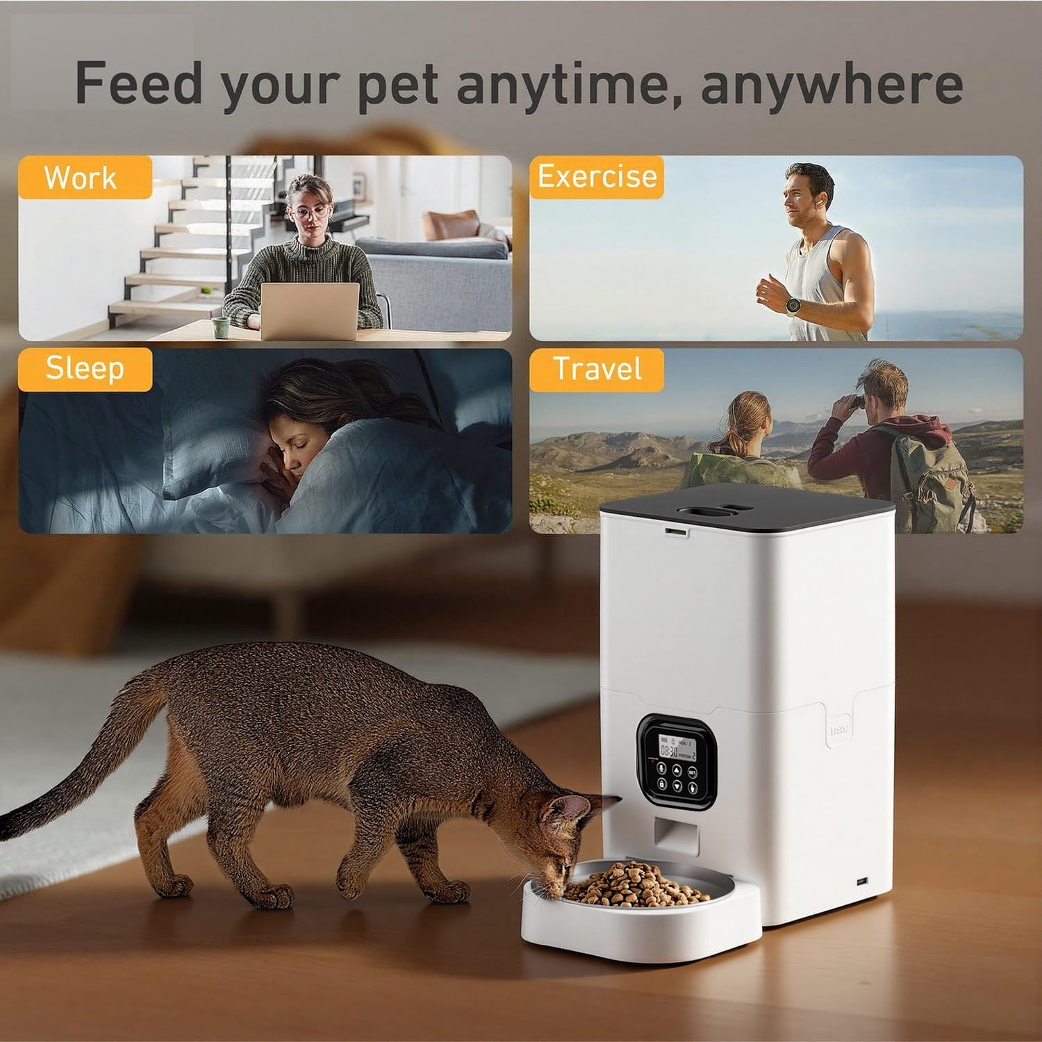 BN-LINK Automatic Cat Feeder 4L, Timed Pet Feeder Cat Food Dispenser, 4L Automatic Cat Food Dispenser for Small Pets Indoor, White