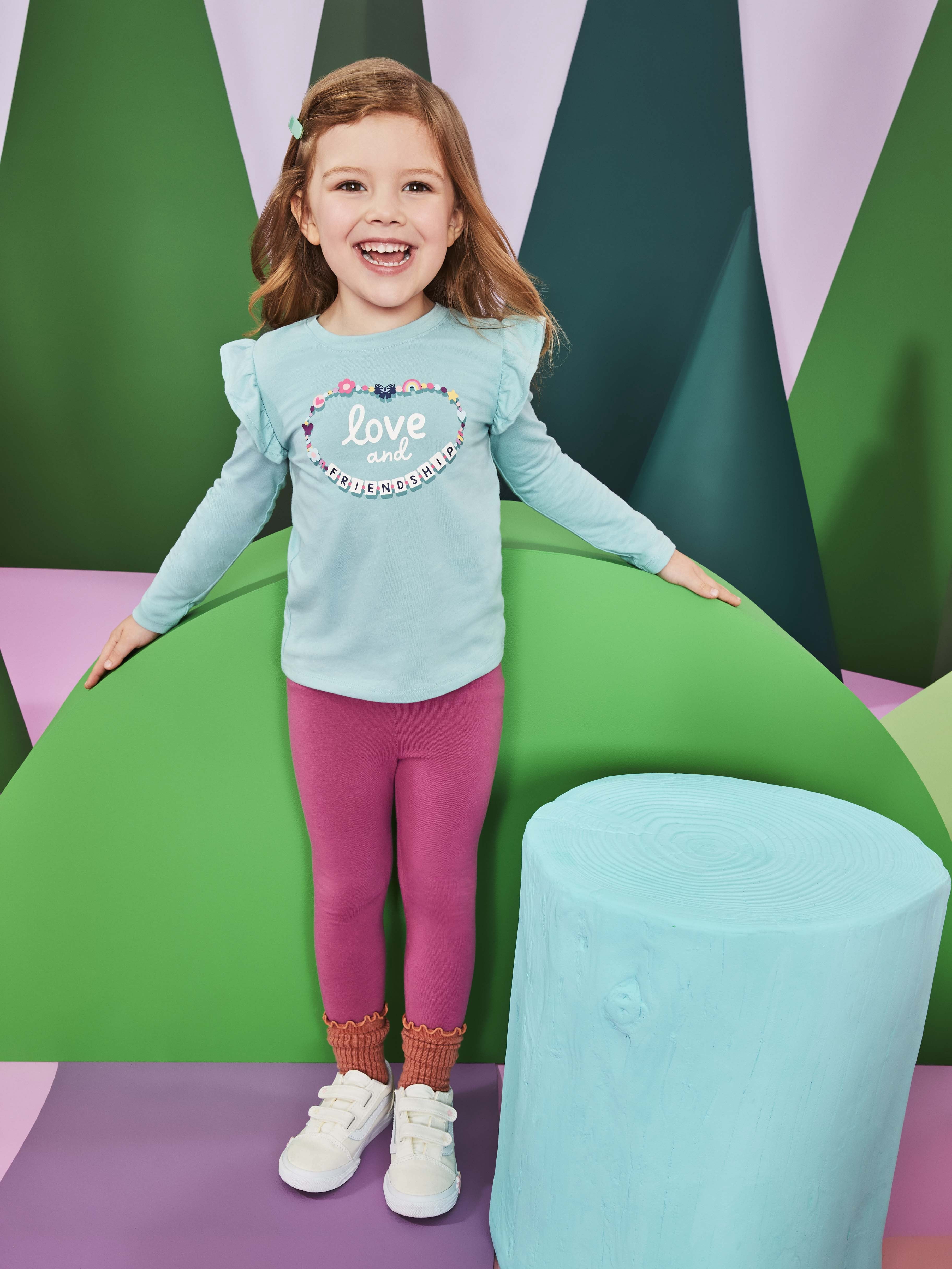 Garanimals Toddler Girl Ruffle Shoulder Long Sleeve Graphic T-Shirt, Sizes 18M-5T